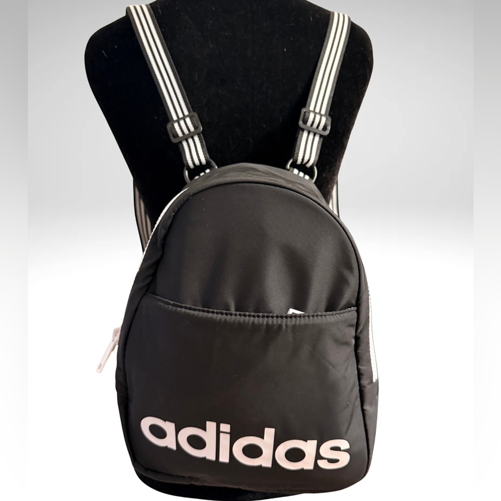 Adidas Black Backpack with Striped Straps